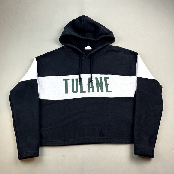 Tulane University Hoodie Sweatshirt Womens XL Black Gray Champion Reverse Weave - Picture 1 of 12